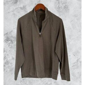 Lululemon Mens Brown 1/4 Zip Pullover Sweatshirt With Raglan Sleeves & High Coll